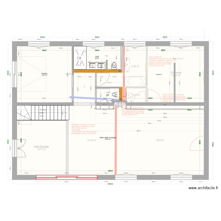 PLANS COMPLETS PORTES. Plan de 31 pièces et 445 m2