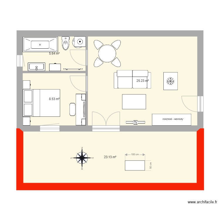 T2 V2 sans cuisine. Plan de 0 pièce et 0 m2