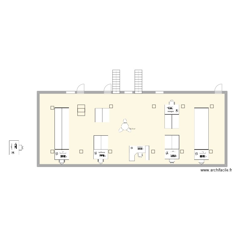 bureau plateau LSP. Plan de 1 pièce et 161 m2
