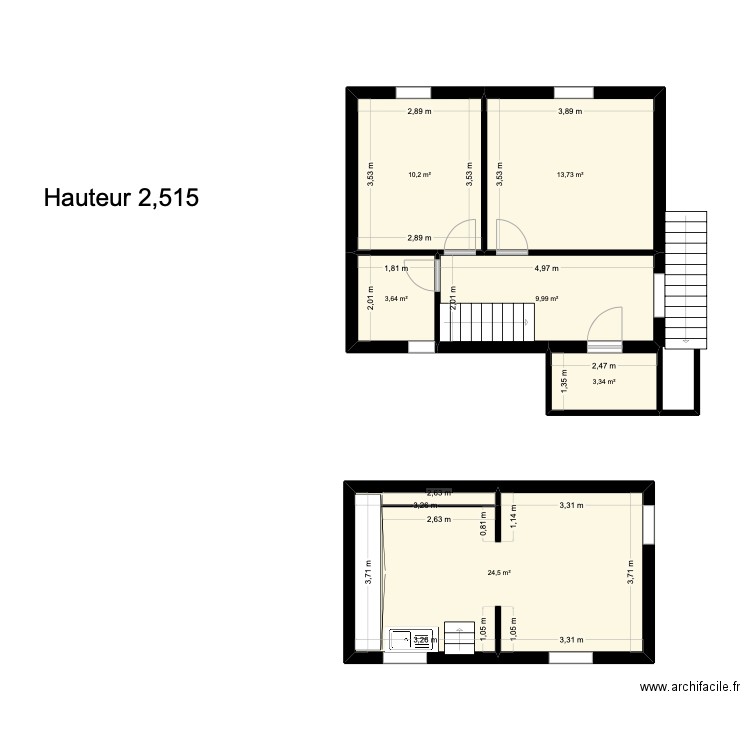 Boutigny ameublement. Plan de 6 pièces et 66 m2