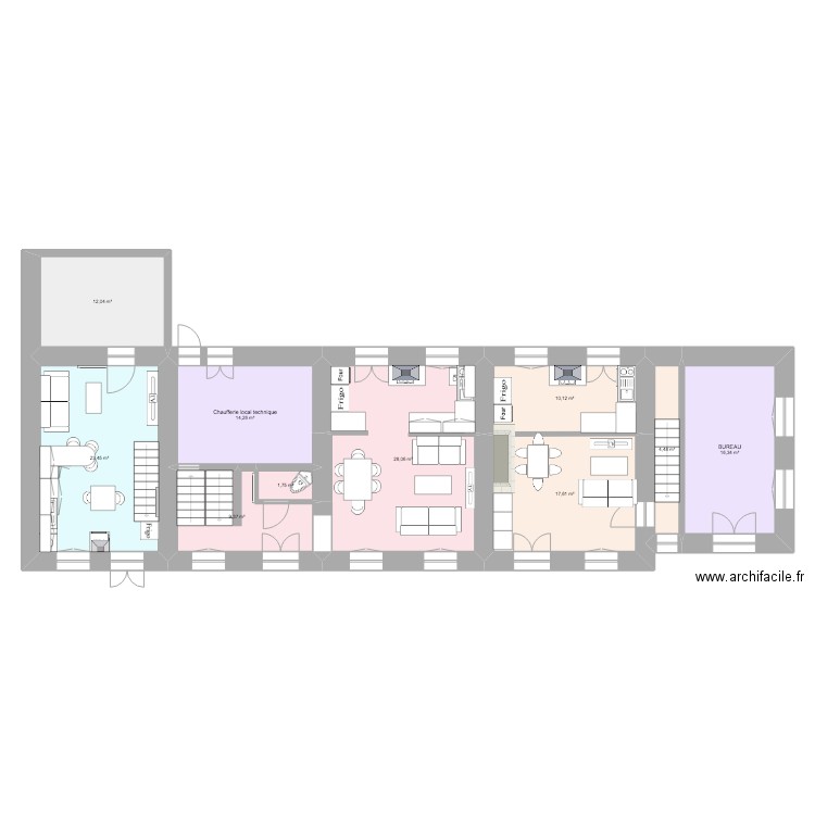 Plan meublé Curie. Plan de 32 pièces et 384 m2
