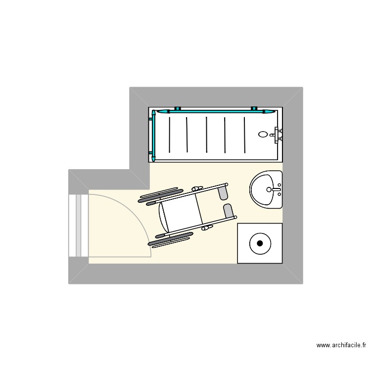 Ait salle de bain. Plan de 1 pièce et 4 m2