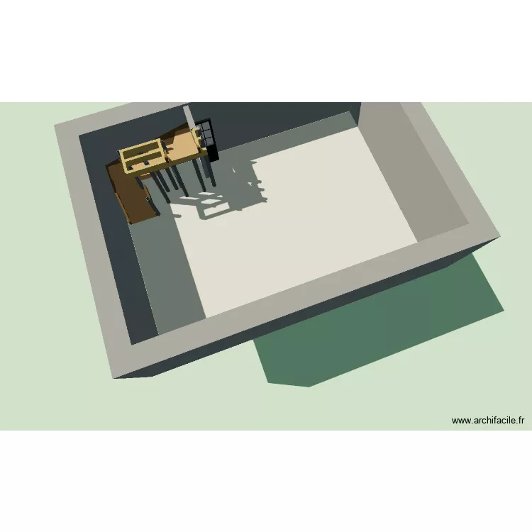 escalier. Plan de 1 Pièce et 48 m²