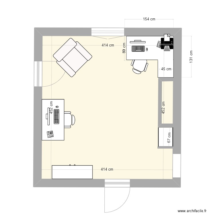 bureau maison 4. Plan de 1 pièce et 19 m2