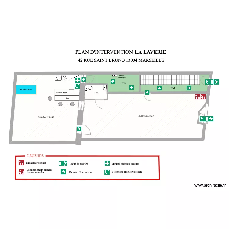La Laverie s&eacute;curit&eacute; officielle. Plan de 