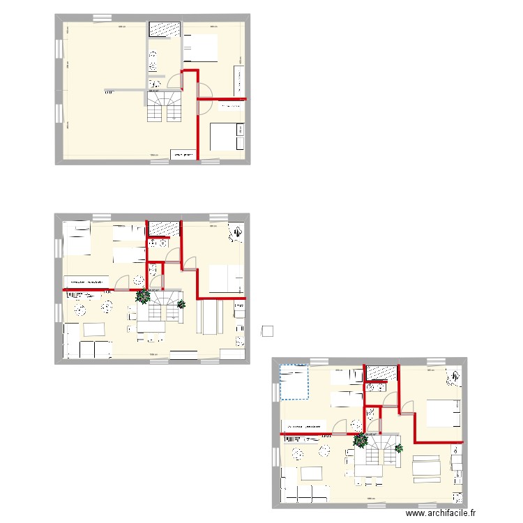 maison étage. Plan de 3 pièces et 253 m2