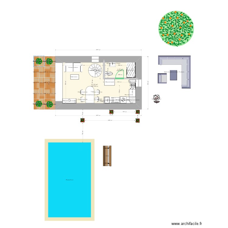 Chapelle. Plan de 2 pièces et 26 m2