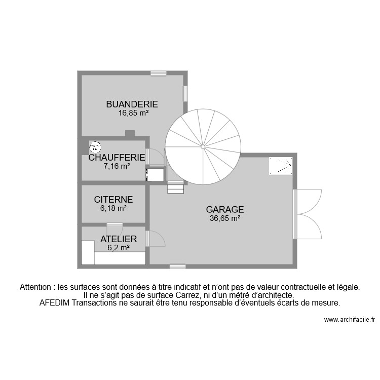 BI 7691 SOUS SOL . Plan de 6 pièces et 75 m2