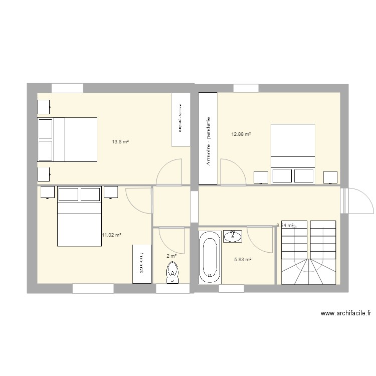 1etage. Plan de 0 pièce et 0 m2