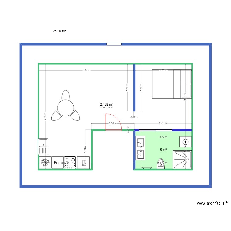 Piles Combles V5. Plan de 3 pièces et 93 m2