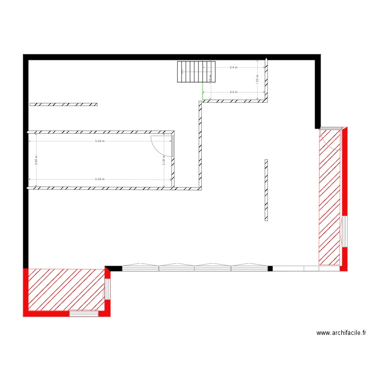 chalet 20 existant et projet. Plan de 2 pièces et 15 m2