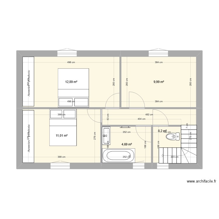 etage8. Plan de 5 pièces et 47 m2