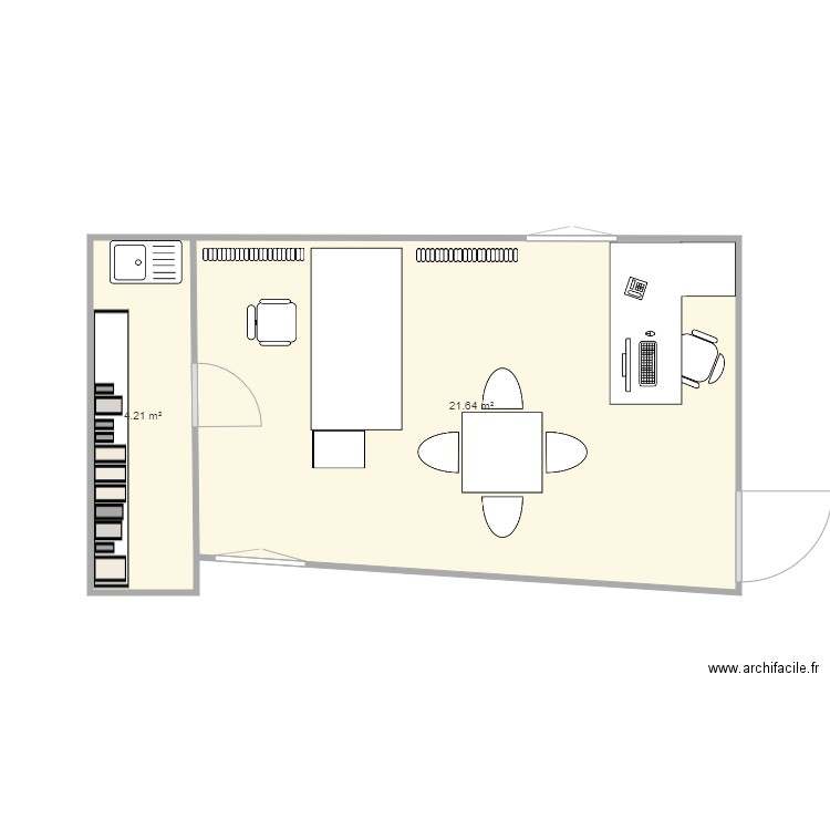 bureau rdc mairie projet 1. Plan de 2 pièces et 26 m2