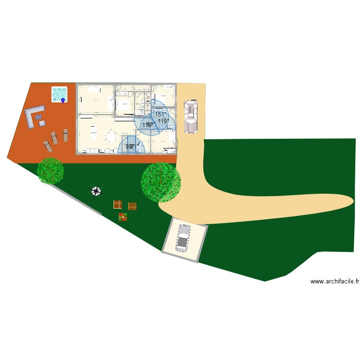 esquisse 4 Béa. Plan de 13 pièces et 165 m2