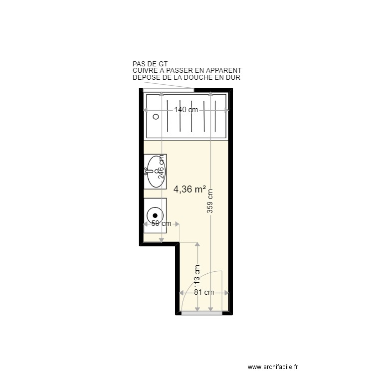 DEMAILLY DELPHINE . Plan de 1 pièce et 4 m2