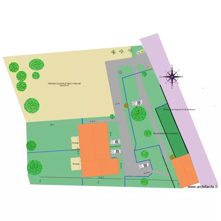 plan de masse R&eacute;almont 1T3 1T4 et terrain constructible. Plan de 