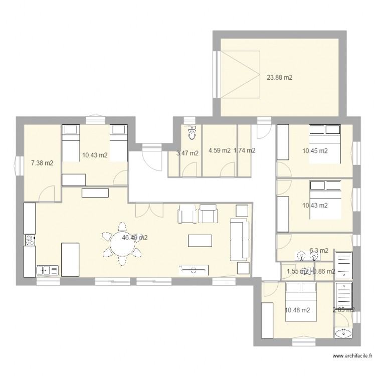 maison toit 4 pans. Plan de 0 pièce et 0 m2