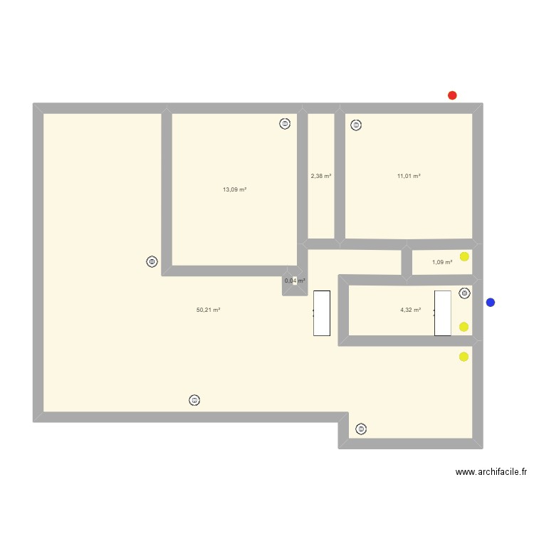 appartement. Plan de 7 pièces et 82 m2