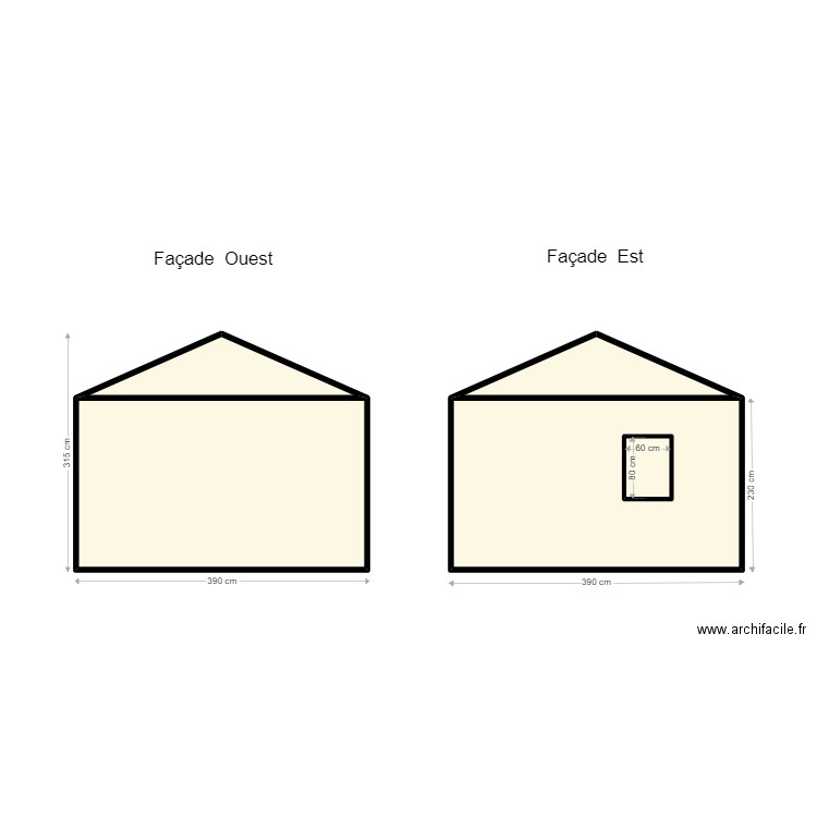 Facade est ouest mobilhom. Plan de 5 pièces et 20 m2