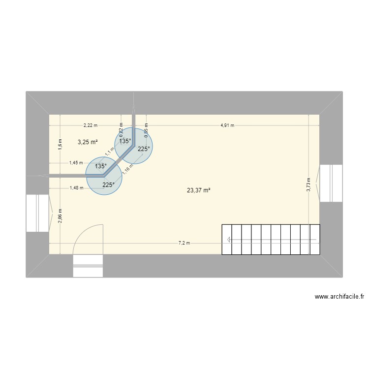 Conus dépendance. Plan de 4 pièces et 58 m2