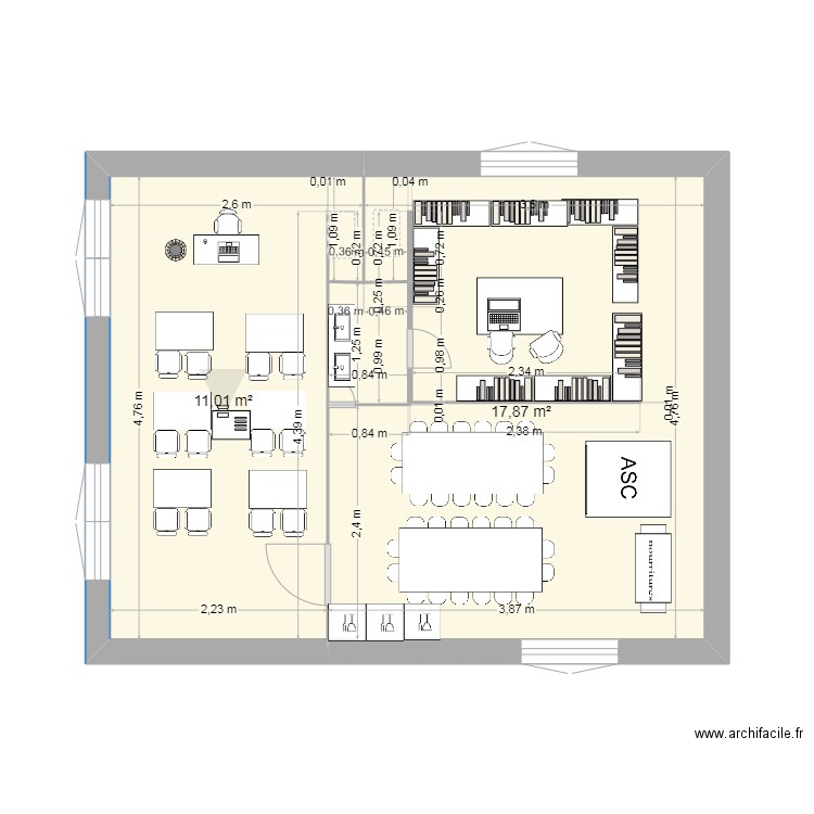 étage 1. Plan de 2 pièces et 29 m2