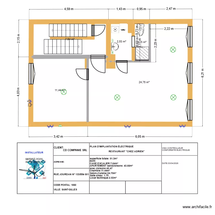 jourdan PLAN etage 2. Plan de 5  et 48 m²