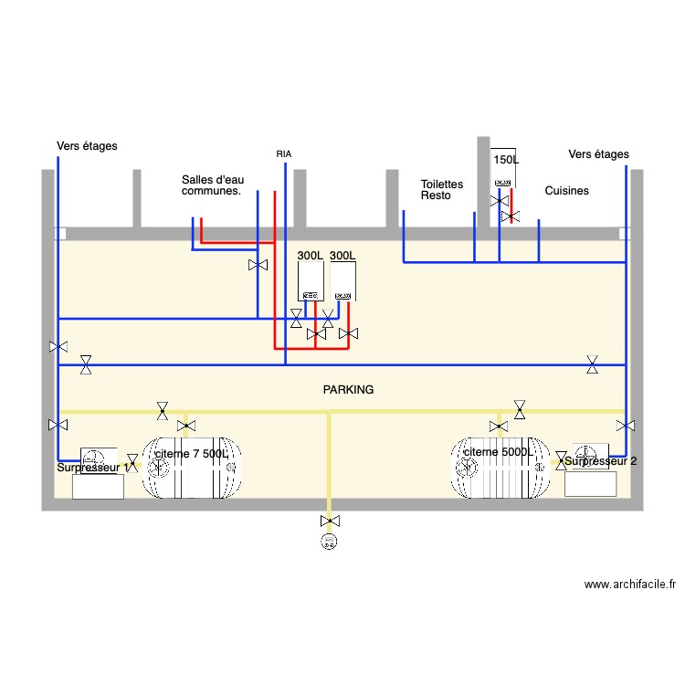 plomberie parking du 23 02 20. Plan de 0 pièce et 0 m2