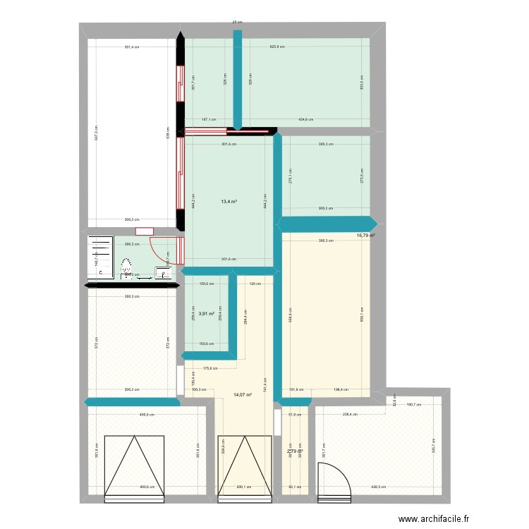 Dar. Plan de 12 pièces et 138 m2