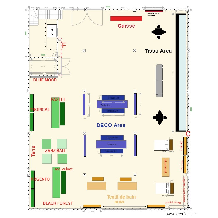 Plan Maarif RDC apres travaux. Plan de 3 pièces et 532 m2