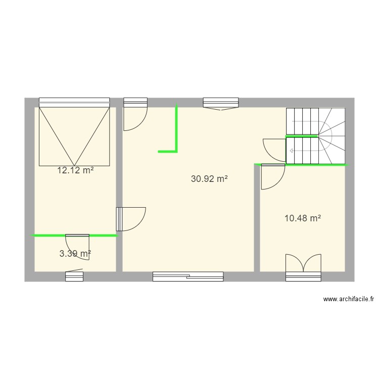 ROULAND / MAUCHOSSE RDC. Plan de 4 pièces et 57 m2