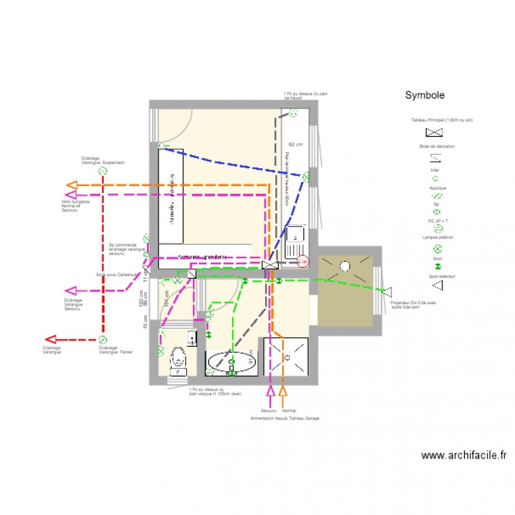 Bungalow bloc sanitaire Electricité. Plan de 0 pièce et 0 m2