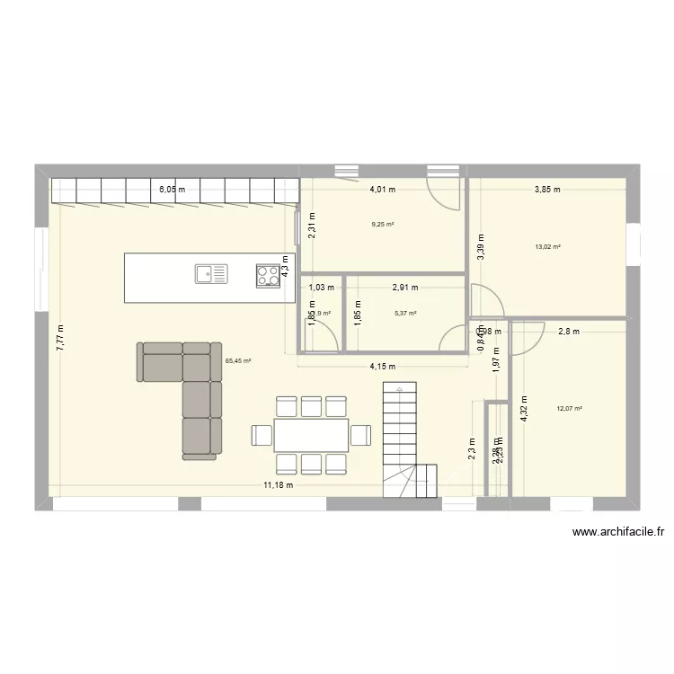 Plan A1 RdC. Plan de 6 Pièces et 107 m² Plan A1 RdC. Plan de 6 Pièces et 107 m²
