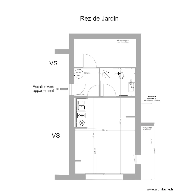 Maison Rez de jardin. Plan de 