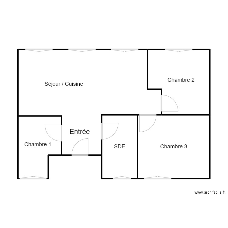 Plan Girault 1. Plan de 5 pièces et 70 m2