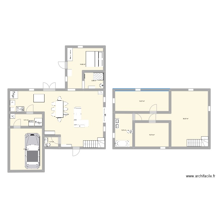 Maison 1. Plan de 10 pièces et 155 m2