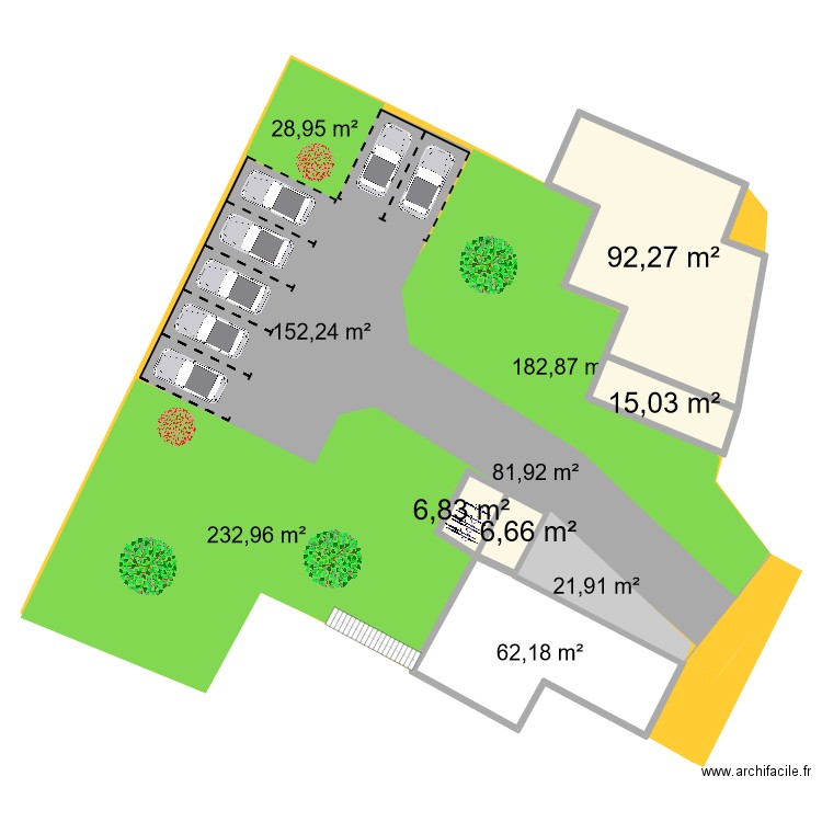 Plan extérieur surfaces 8. Plan de 4 pièces et 121 m2