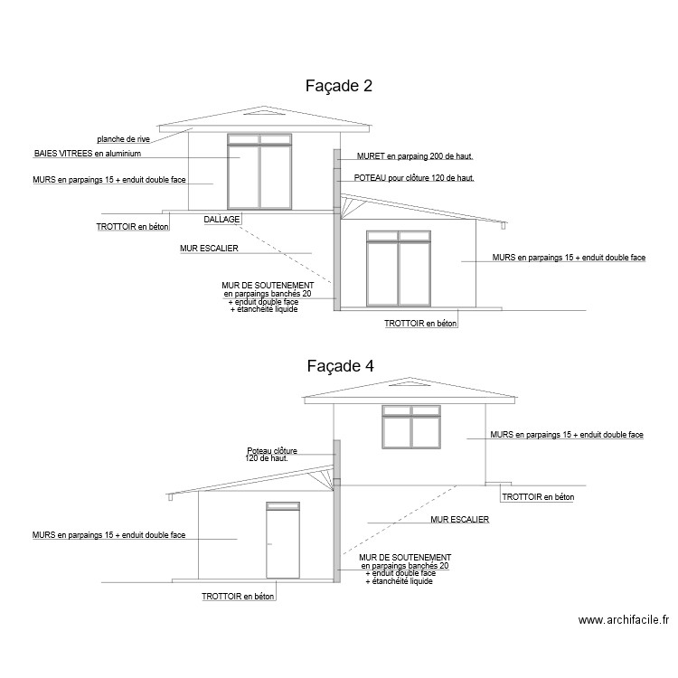 Façade 2. Plan de 0 pièce et 0 m2