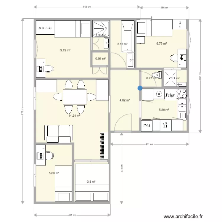 Le Perreux 141 de Gaulle projet 1 coin nuit. Plan de Le Perreux 141 de Gaulle projet 1 coin nuit. Plan de
