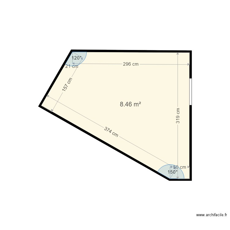 ETOILE cuisine non meublée. Plan de 1 pièce et 8 m2