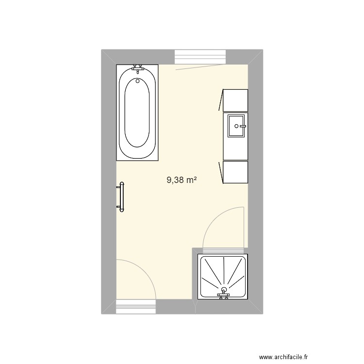 THIEL. Plan de 1 pièce et 9 m2