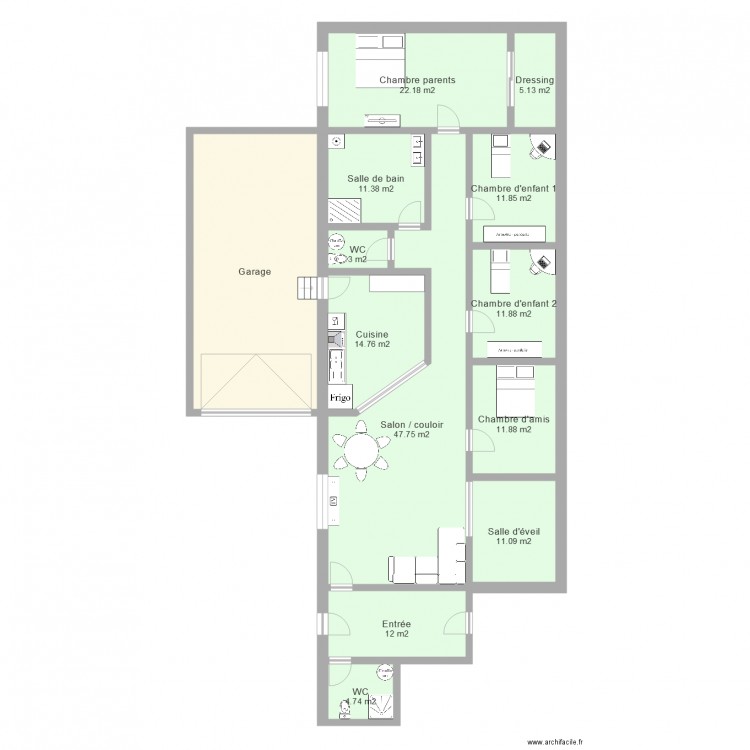 Amenagement appartement version 42. Plan de 0 pièce et 0 m2