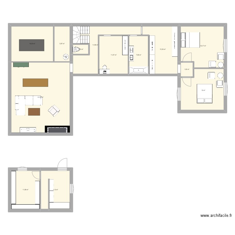 MOIMOI. Plan de 13 pièces et 180 m2