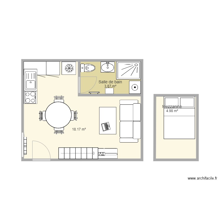 studio. Plan de 0 pièce et 0 m2