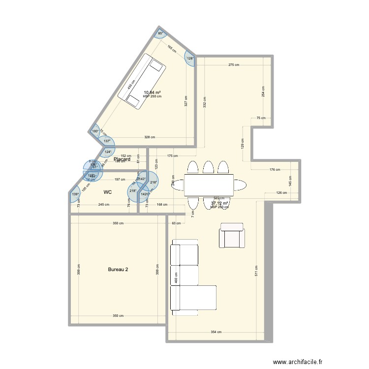 appart pg sommeillier meuble. Plan de 5 pièces et 67 m2