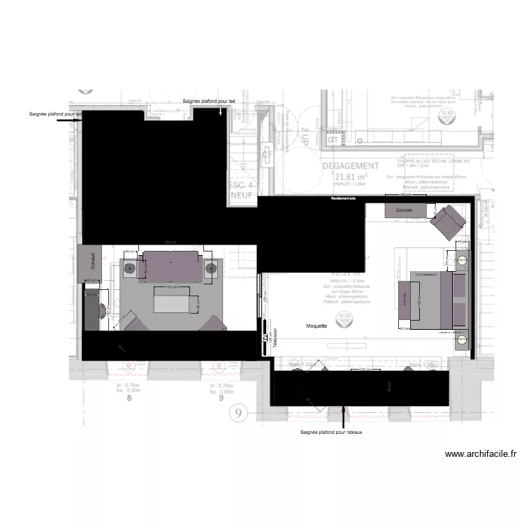 Chambre 7  Faux Plafond . Plan de 