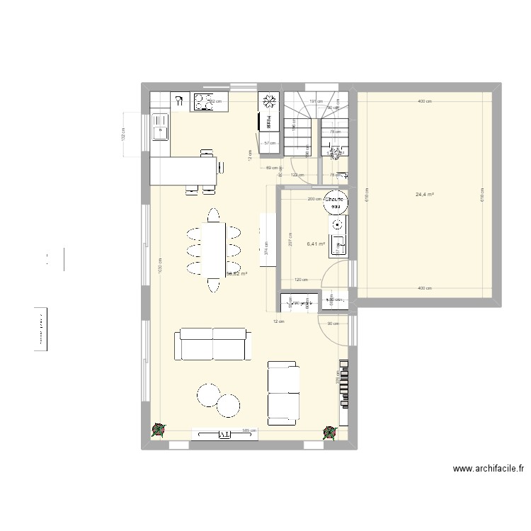 Chaponost V2. Plan de 4 pièces et 83 m2