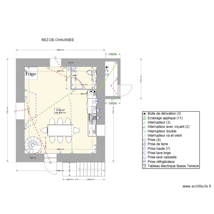 Rez de chaussée plan électrique. Plan de 0 pièce et 0 m2