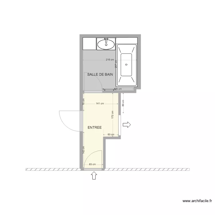 SDB EXISTANTE . Plan de 