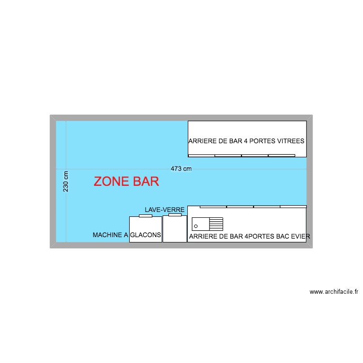 TAJ BAR. Plan de 1 pièce et 11 m2