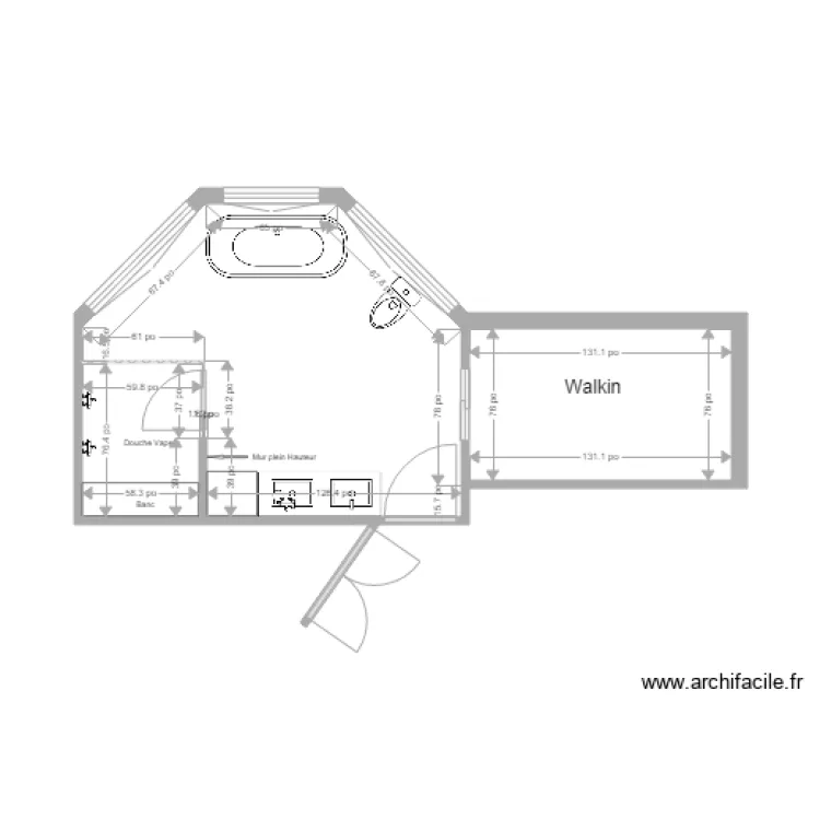 Salle de bain des maitre option 2. Plan de 